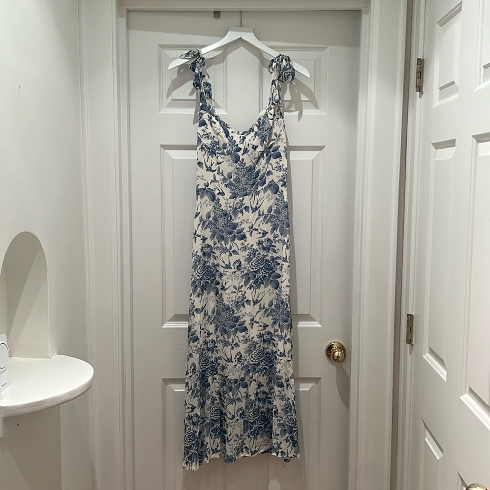 Reformation blue floral tie dress - Nikita